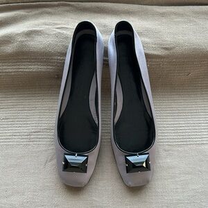 Lilac princess like satin slipper fit shoe worn once!